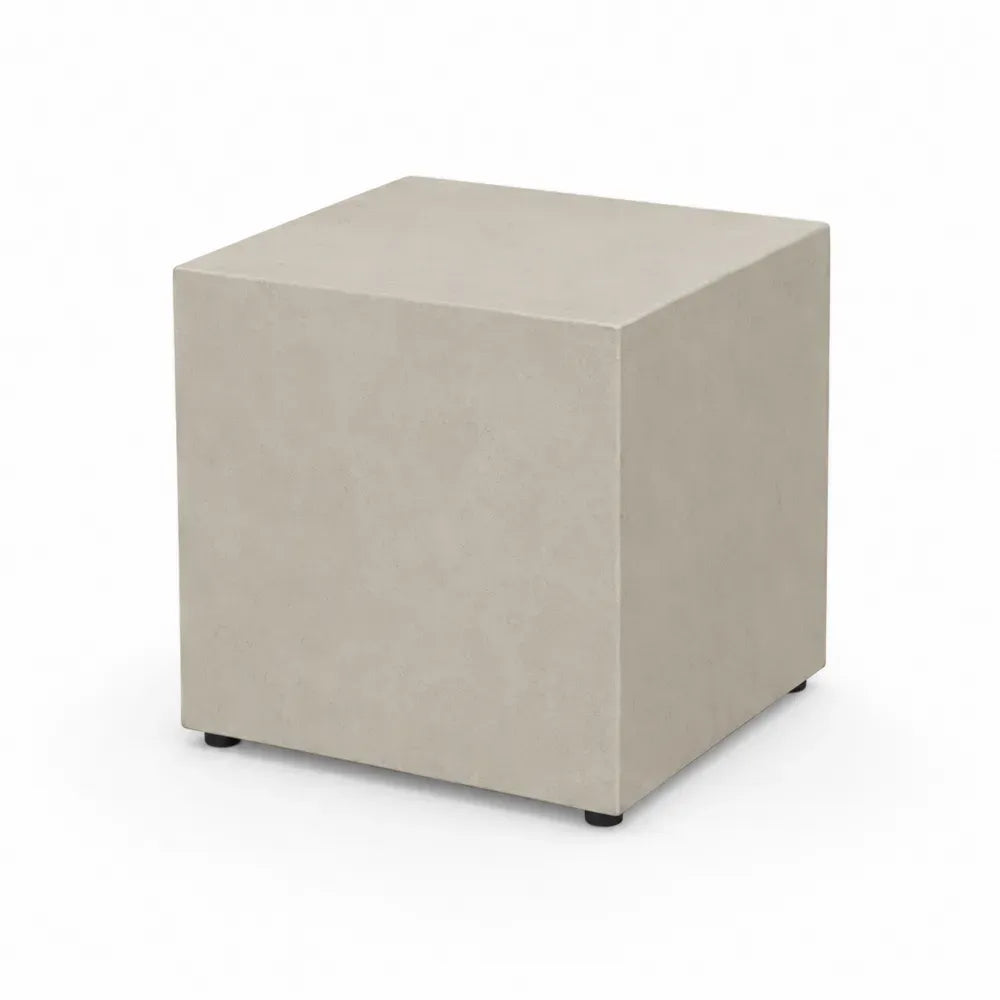 Gartentisch Beistelltisch Würfel quadratisch Beige Schwarz 45 x 45 x 45 cm Glasfaserbeton