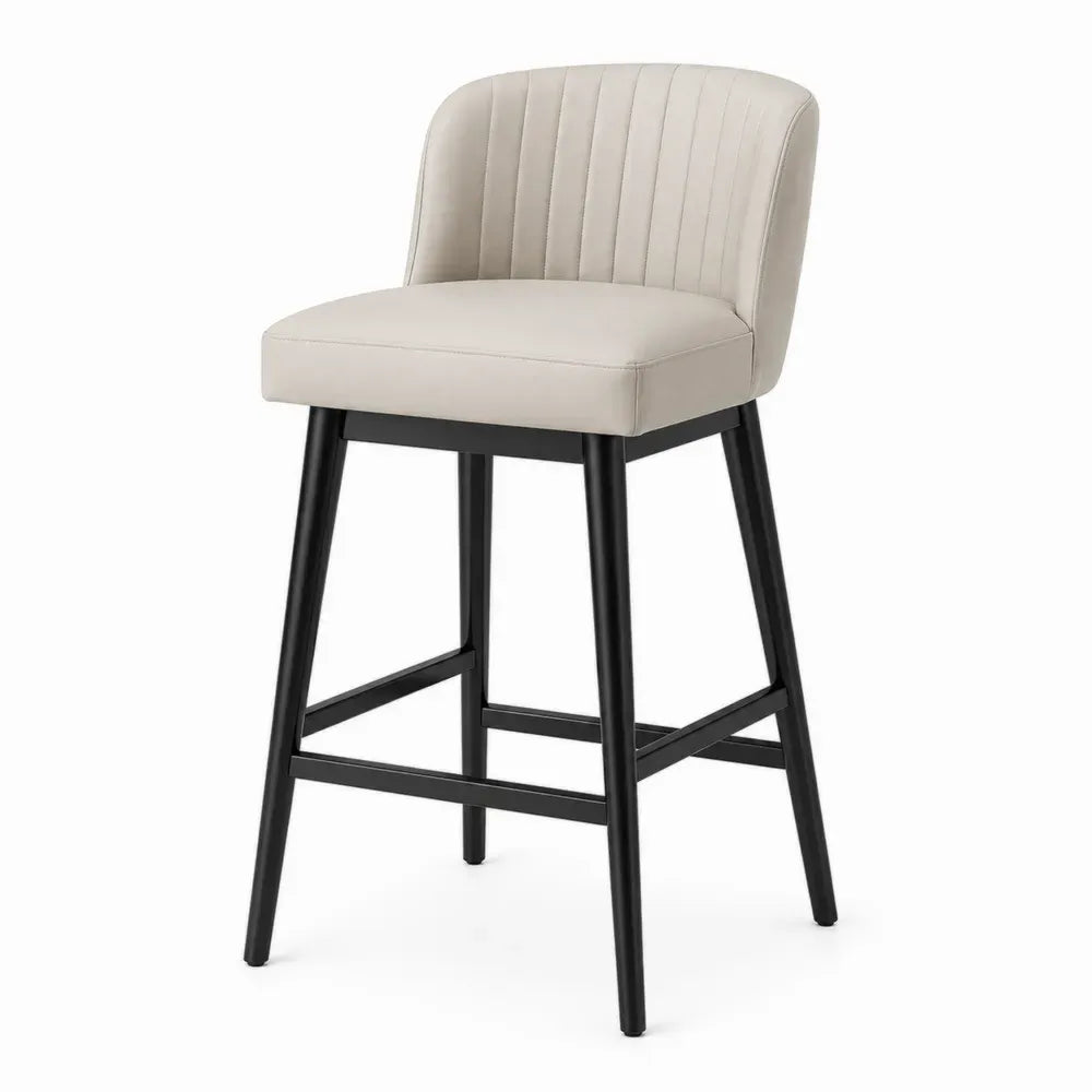 Barhocker mit Rückenlehne Sitzhöhe 75 cm PU-Leder Stahlgestell Beige Schwarz 50 x 52 x 101 cm