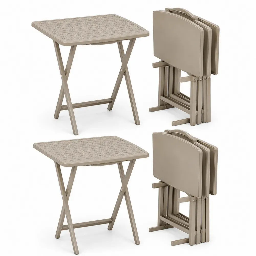 2er Set klappbare Gartentische quadratisch Taupe 48 x 48 x 65 cm Polypropylen