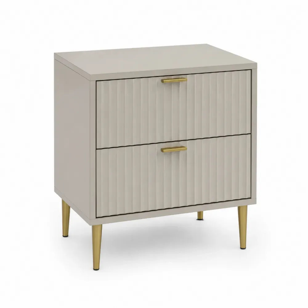 Rechteckiger Aufbewahrungsschrank mit 2 Schubladen MDF Greige Goldfarben 80 x 40 x 85 cm