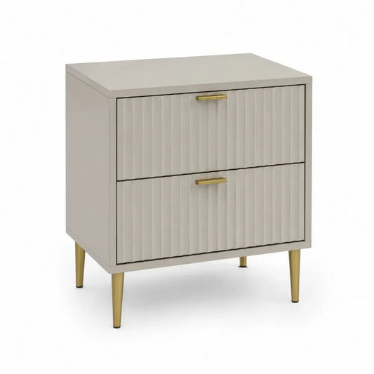 Rechteckiger Aufbewahrungsschrank mit 2 Schubladen MDF Greige Goldfarben 80 x 40 x 85 cm