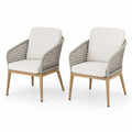 2er Set Gartenstuhl Loungesessel mit Armlehnen PE Rattan Aluminiumrahmen Akazienholzbeine Polyesterkissen beige naturbeige naturholzfarben 62 x 65 x 82 cm